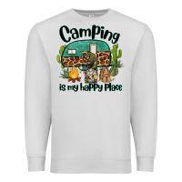 Dove Grey camping is my happy place caravan and gnome Premium Sweatshirt - BarkalooDesign