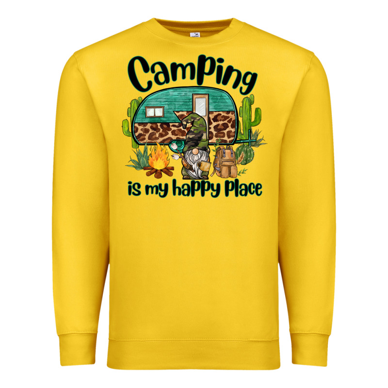 Camping Is My Happy Place Caravan And Gnome Premium Sweatshirt by BarkalooDesign | Teevron