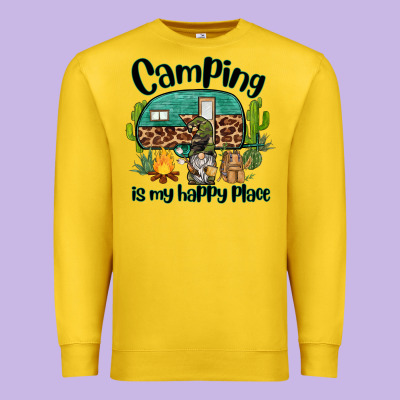 Camping Is My Happy Place Caravan And Gnome Premium Sweatshirt Designed By Barkaloodesign