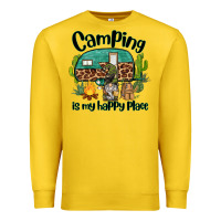 Lemon camping is my happy place caravan and gnome Premium Sweatshirt - BarkalooDesign