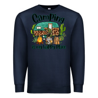 Navy camping is my happy place caravan and gnome Premium Sweatshirt - BarkalooDesign