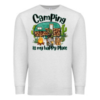 Oatmeal Heather camping is my happy place caravan and gnome Premium Sweatshirt - BarkalooDesign