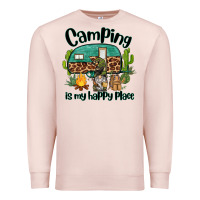 Pale Pink camping is my happy place caravan and gnome Premium Sweatshirt - BarkalooDesign