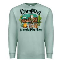Seafoam camping is my happy place caravan and gnome Premium Sweatshirt - BarkalooDesign