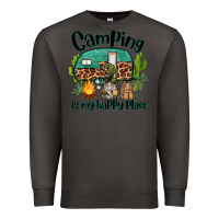 Smoke camping is my happy place caravan and gnome Premium Sweatshirt - BarkalooDesign