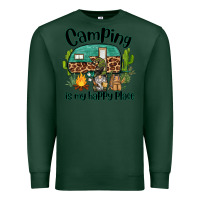 Sports Green camping is my happy place caravan and gnome Premium Sweatshirt - BarkalooDesign