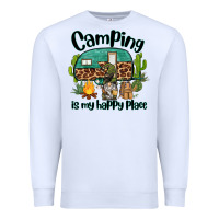 White camping is my happy place caravan and gnome Premium Sweatshirt - BarkalooDesign