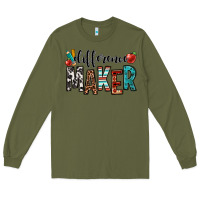 Army Green difference maker teacher Long Sleeve Tee - OliviaCreatesArt