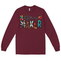 Burgundy difference maker teacher Long Sleeve Tee - OliviaCreatesArt
