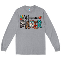 Heather Grey difference maker teacher Long Sleeve Tee - OliviaCreatesArt