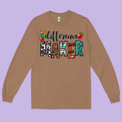 Difference Maker Teacher Long Sleeve Tee Designed By Oliviacreatesart