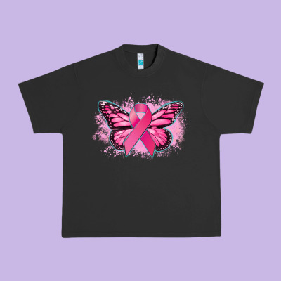 Cancer Ribbon Butterfly Cancer Awareness Urban Heavy Tee Designed By Howdyjamesfarm