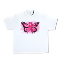 White Cancer ribbon butterfly Cancer Awareness Urban Heavy Tee - HowdyJamesFarm