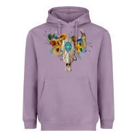 Lavender boho bull skull Heavyweight Hoodie - BarkalooDesign
