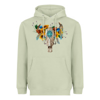 Matcha boho bull skull Heavyweight Hoodie - BarkalooDesign