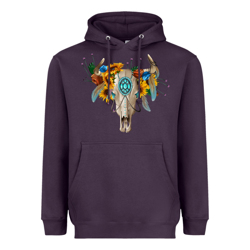 Boho Bull Skull Heavyweight Hoodie by BarkalooDesign | Teevron