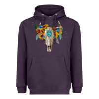 Plum boho bull skull Heavyweight Hoodie - BarkalooDesign