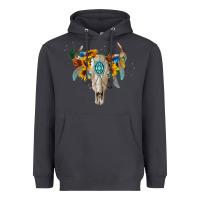 Smoke boho bull skull Heavyweight Hoodie - BarkalooDesign