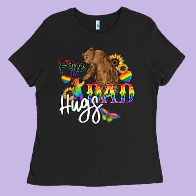 Free Dad Hugs Ladies Tee Designed By Nancycooperartshop