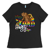 Black Free Dad hugs Ladies Tee - NancyCooperArtShop