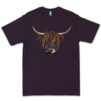 Plum Black highland cow Premium Tee - RanaPortraitStore