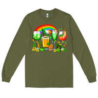 Army Green wine glasses st. patricks Long Sleeve Tee - OliviaCreatesArt