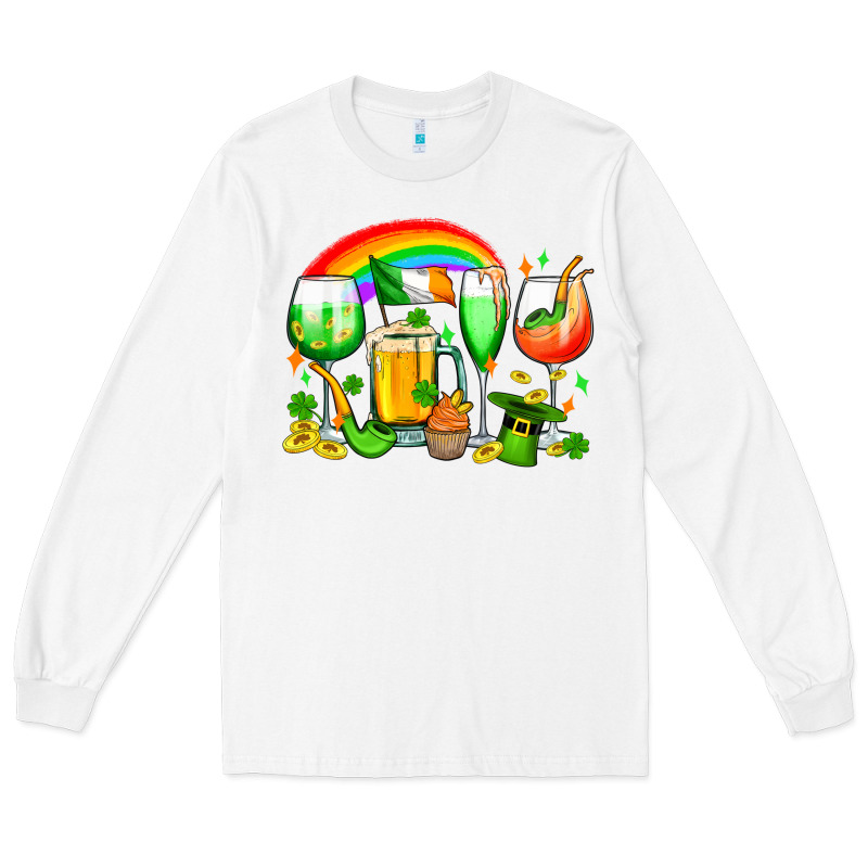 Wine Glasses St. Patricks Long Sleeve Tee by OliviaCreatesArt | Teevron