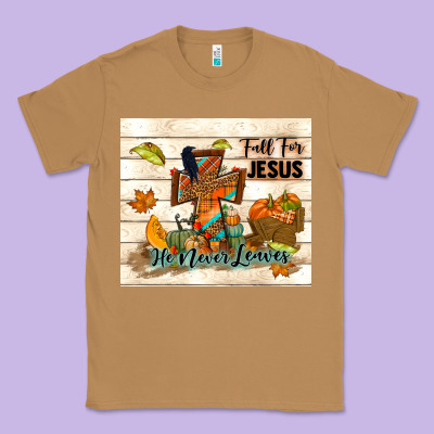 Fall For Jesus He Never Leaves Classic Tee Designed By Tumblerdesignbyshophia