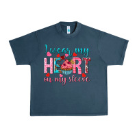Midnight Navy I wear my heart on my sleeve Valentine's Day Urban Heavy Tee - HowdyJamesFarm