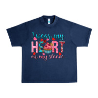 Navy I wear my heart on my sleeve Valentine's Day Urban Heavy Tee - HowdyJamesFarm