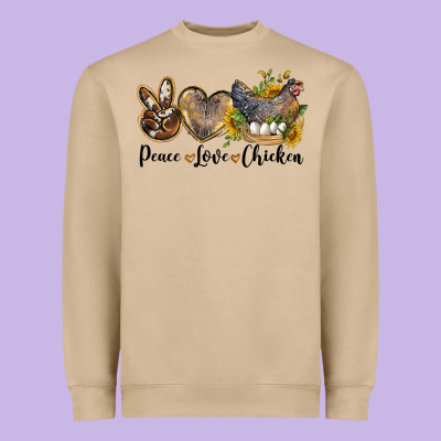 Peace Love Chicken Heavyweight Sweatshirt Designed By Lillyallendesigns