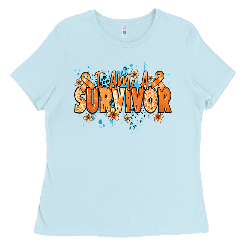 I Am A Survivor Orange Ribbon Kidney Cancer Ladies Tee by NancyCooperArtShop | Teevron