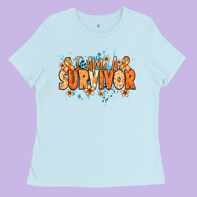I Am A Survivor Orange Ribbon Kidney Cancer Ladies Tee Designed By Nancycooperartshop