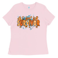 Bubblegum Pink I am a survivor orange ribbon Kidney Cancer Ladies Tee - NancyCooperArtShop
