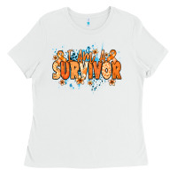 White I am a survivor orange ribbon Kidney Cancer Ladies Tee - NancyCooperArtShop