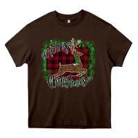Chocolate Brown Merry Christmas Deer Heavy Core Tee - Bettercallsaul