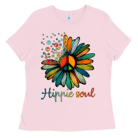 Bubblegum Pink daisy peace sign hippie soul tshirt flower lovers gifts Ladies Tee - longCreatives