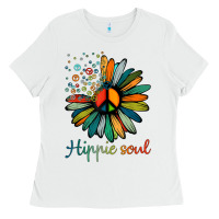 White daisy peace sign hippie soul tshirt flower lovers gifts Ladies Tee - longCreatives