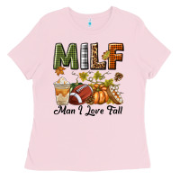 Bubblegum Pink Milf Man I Love Fall Ladies Tee - texasbilliewilder