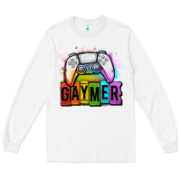 White gaymer lgbtq gaming Long Sleeve Tee - OliviaCreatesArt