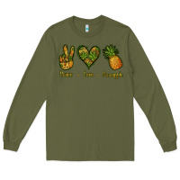 Army Green Peace Love Pineapple Long Sleeve Tee - Jasminsmagicworld