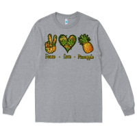 Heather Grey Peace Love Pineapple Long Sleeve Tee - Jasminsmagicworld