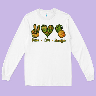 Peace Love Pineapple Long Sleeve Tee Designed By Jasminsmagicworld