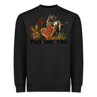 Black Peace Love T Rex Heavyweight Sweatshirt - LillyAllenDesigns