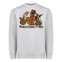 Heather Grey Peace Love T Rex Heavyweight Sweatshirt - LillyAllenDesigns