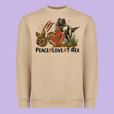 Peace Love T Rex Heavyweight Sweatshirt Designed By Lillyallendesigns