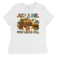 White Just a Girl Who Loves Fall Ladies Tee - texasbilliewilder