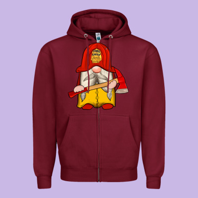 Firefighter Gnomes Zipper Hoodie Designed By Artiststas