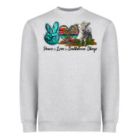 Heather Grey Peace Love Southdown Sheep Heavyweight Sweatshirt - LillyAllenDesigns