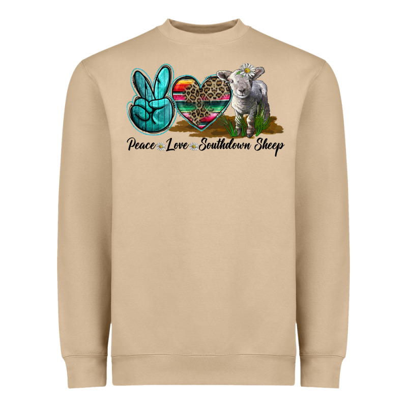 Peace Love Southdown Sheep Heavyweight Sweatshirt by LillyAllenDesigns | Teevron